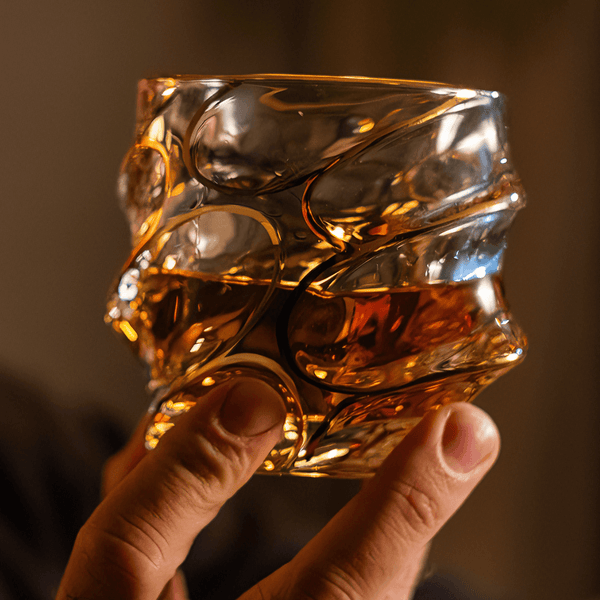 Gold Line Storm Japanese Crystal Whisky Glass TsukiGlass