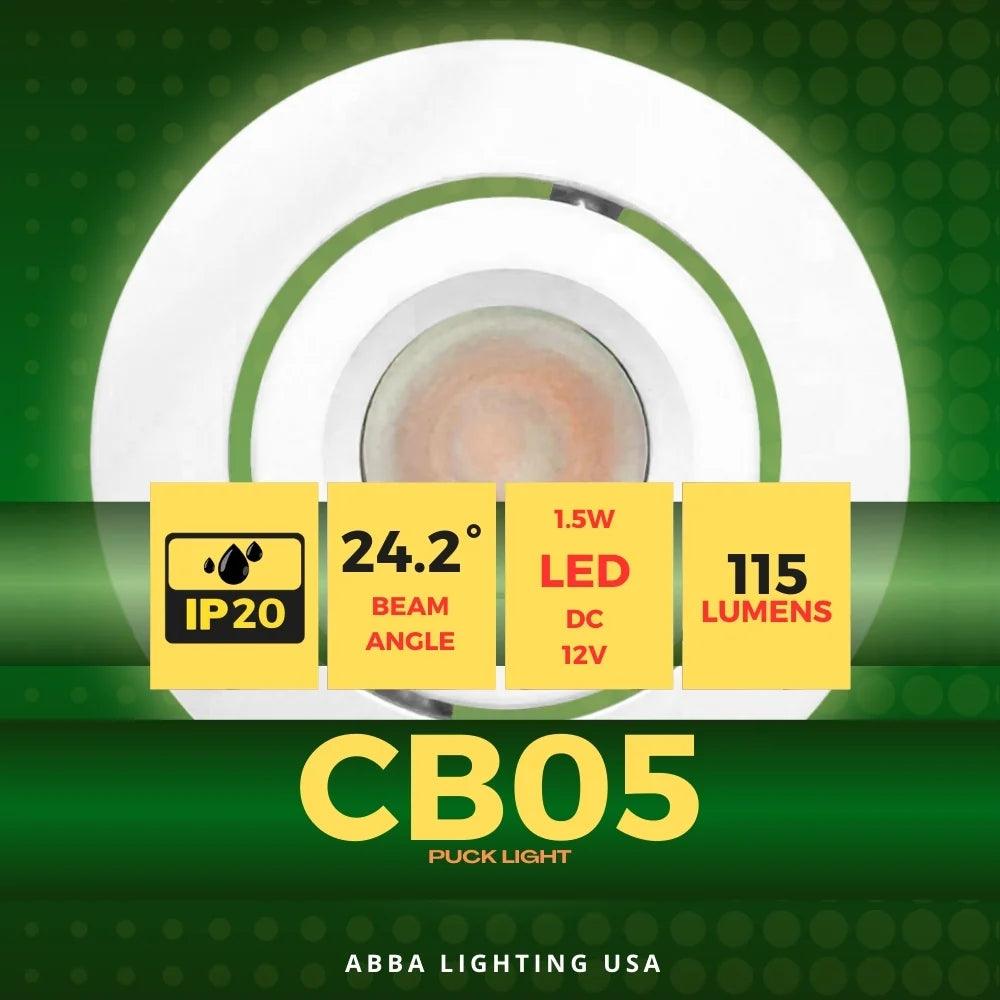 CB05 1.5W DC12 Low Voltage Round LED Cast Aluminum Recessed Cabinet Puck Light Down Lighting Fixture
