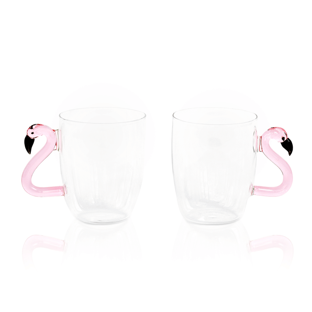 Flamingo Glass Mugs Jersey Art Glass