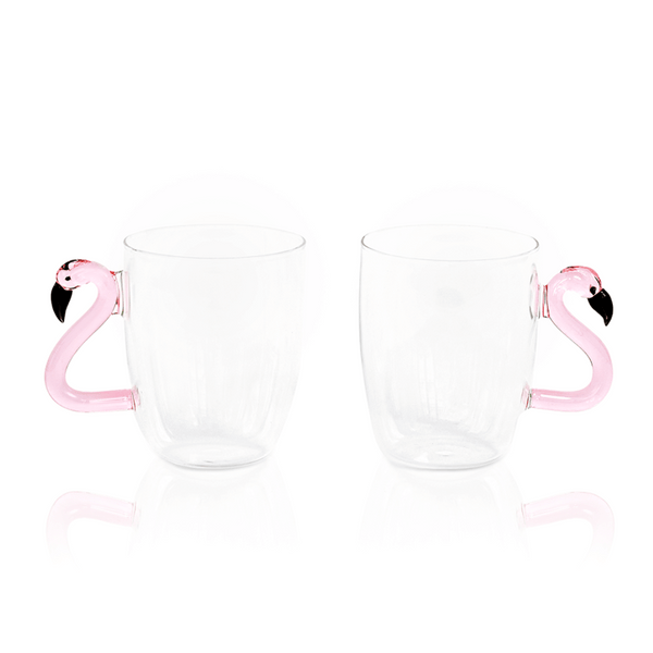 Flamingo Glass Mugs Jersey Art Glass