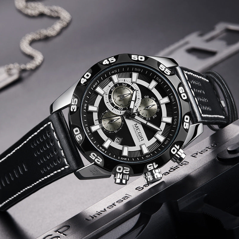 Luxury Men Fashion Watches Quartz Wrist Watches Military Casual Leather Strap Waterproof Elegant Watch