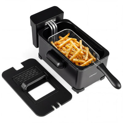 3.2-Qt Electric Deep Fryer with 1700W LED Touch Screen and Enamel Oil Tank-Black