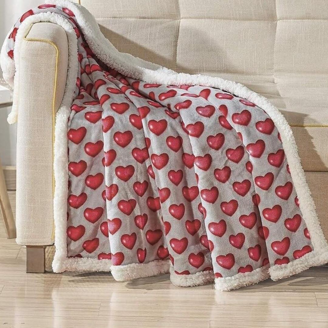 Valentine's Day Heart-Themed Throw Blanket – Ultra Plush, Soft, Cozy, and Luxurious Fleece, 50