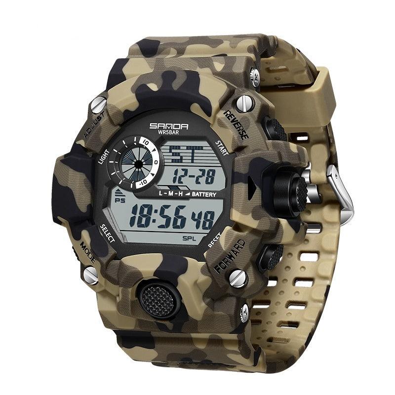 Shock Military Army Mens Watch In Camouflage  Style With LED Digital Back Light With Luminous  Effect