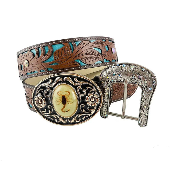 TOPACC Western Turquoise Belts - Luminous Stone 3D Scorpion Belt Buckle Copper/Bronze - Gifts for You 'n Me