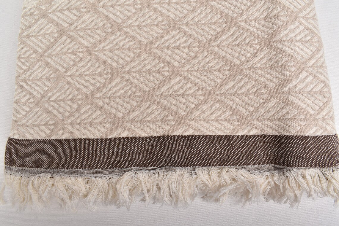 Ikat Beige Turkish Throw