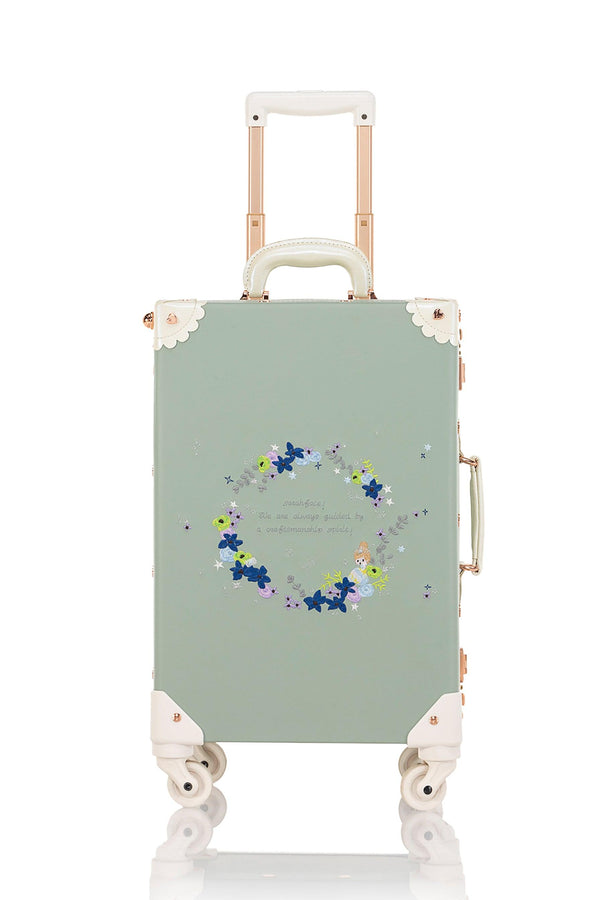 (Outlet) SarahFace Spinner Suitcase - Embroidery Green