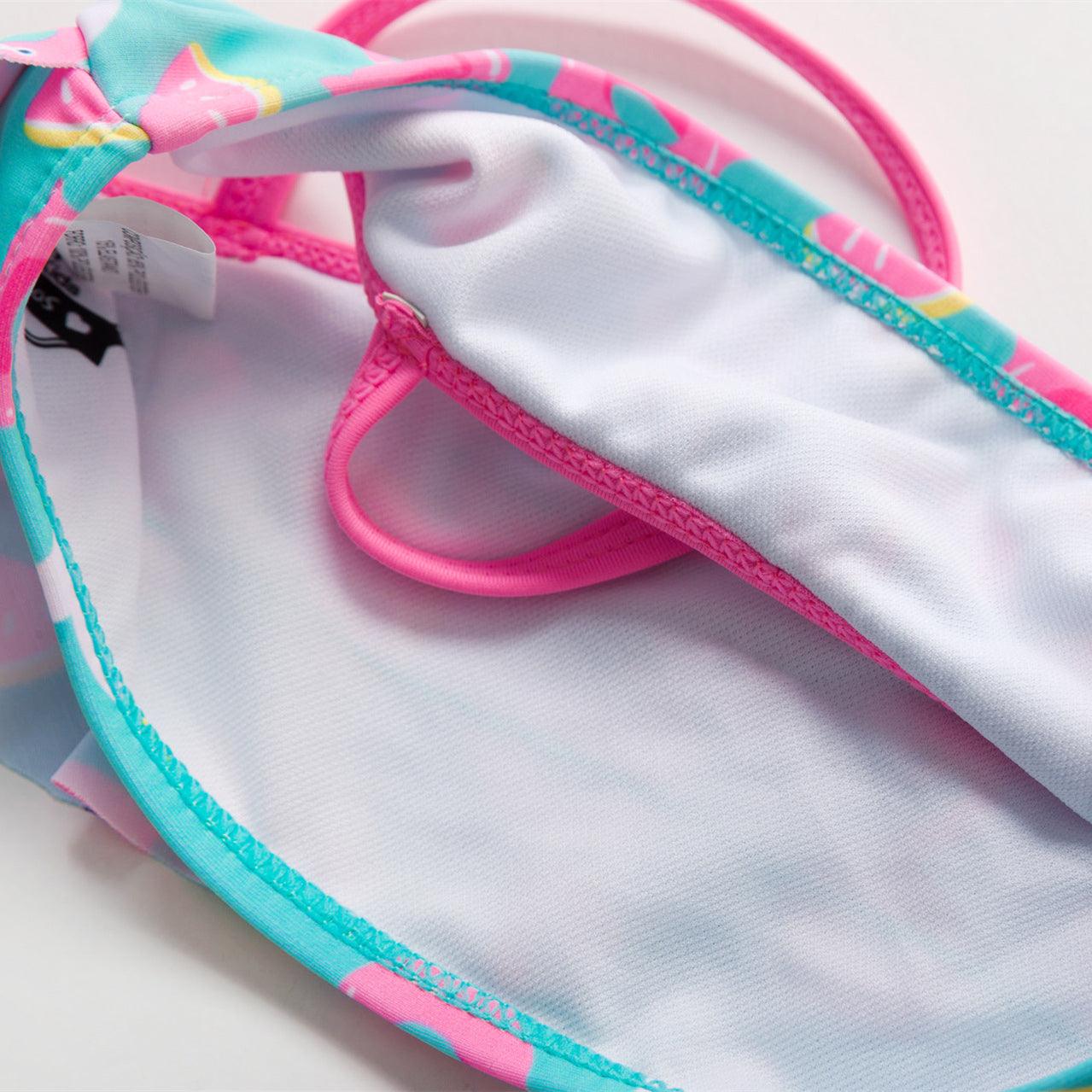 3-16Y Cartoon Two-piece Girls Swimwear Ruffle Swimsuit Bikini Set One Shoulder Beachwear Princess Two Piece Bathing Suit Children Swimwear Girls Swimsuit Bikini Set