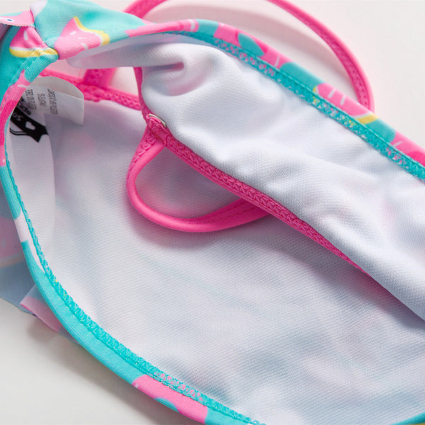 3-16Y Cartoon Two-piece Girls Swimwear Ruffle Swimsuit Bikini Set One Shoulder Beachwear Princess Two Piece Bathing Suit Children Swimwear Girls Swimsuit Bikini Set