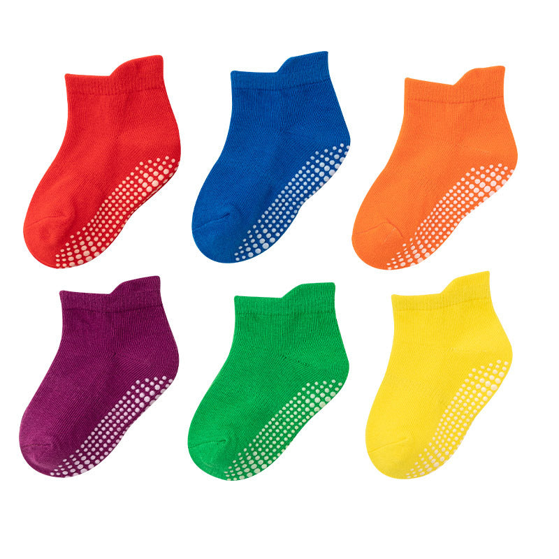 6 Pairs Baby Cotton Anti-slip Boat Low Cut Floor Socks For Boys And Girls Children's Sock