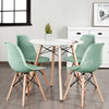 4 Pieces Modern Plastic Hollow Chair Set with Wood Leg-Green