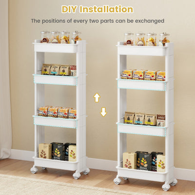 3/4-Tier Rolling Utility Cart with Detachable Trays and Smooth Wheels-4-Tier