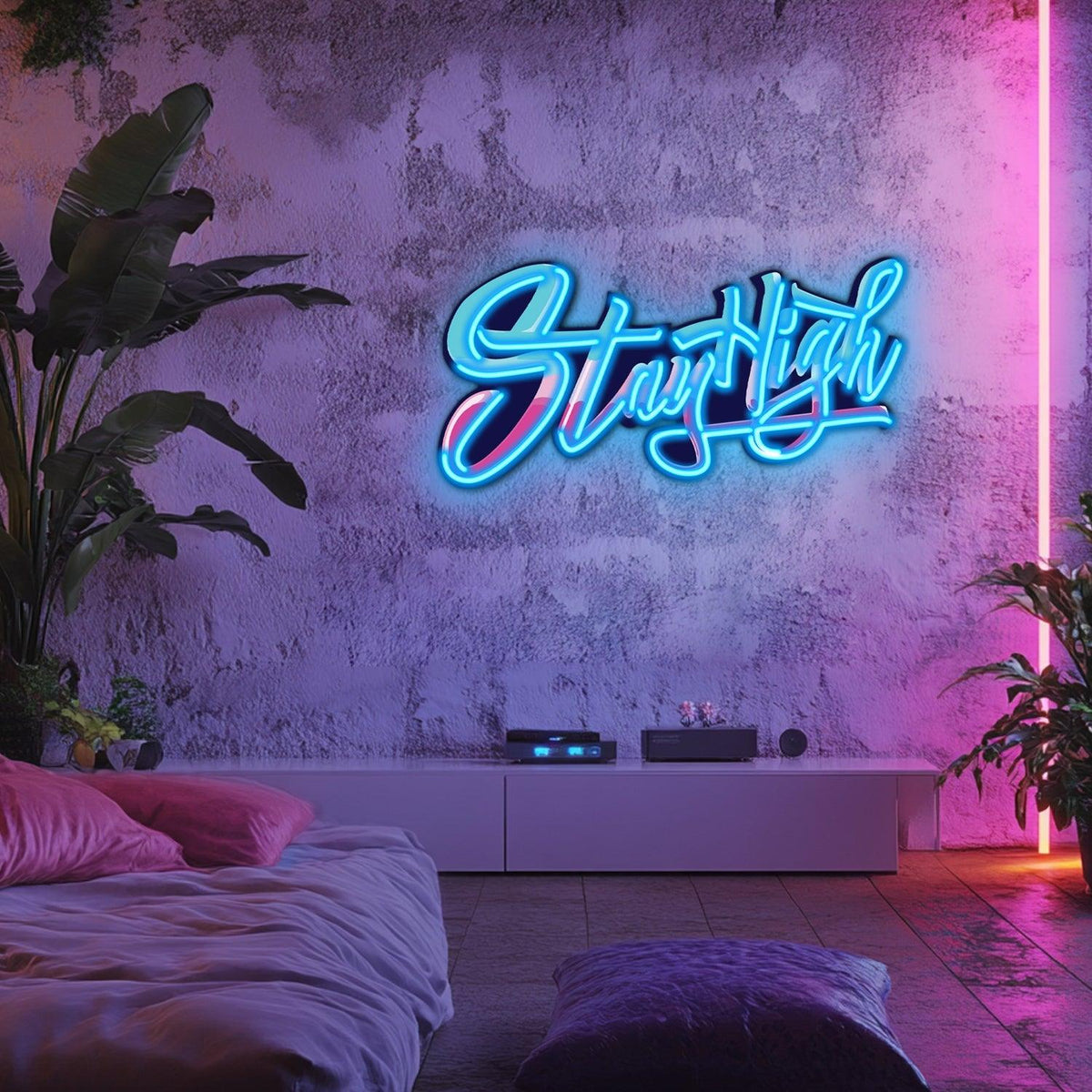 UV Printed Stay High Neon Wall Art- LV0050