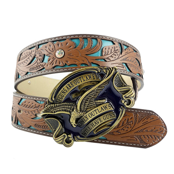 TOPACC Western Turquoise Belts - Eagle Belt Buckle