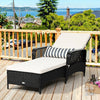 PE Rattan Armrest Chaise Lounge Chair with Adjustable Pillow-Off White