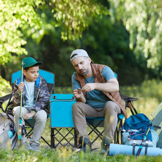 Patented Portable Folding Camping Canopy Chairs with Cup Holder-Blue