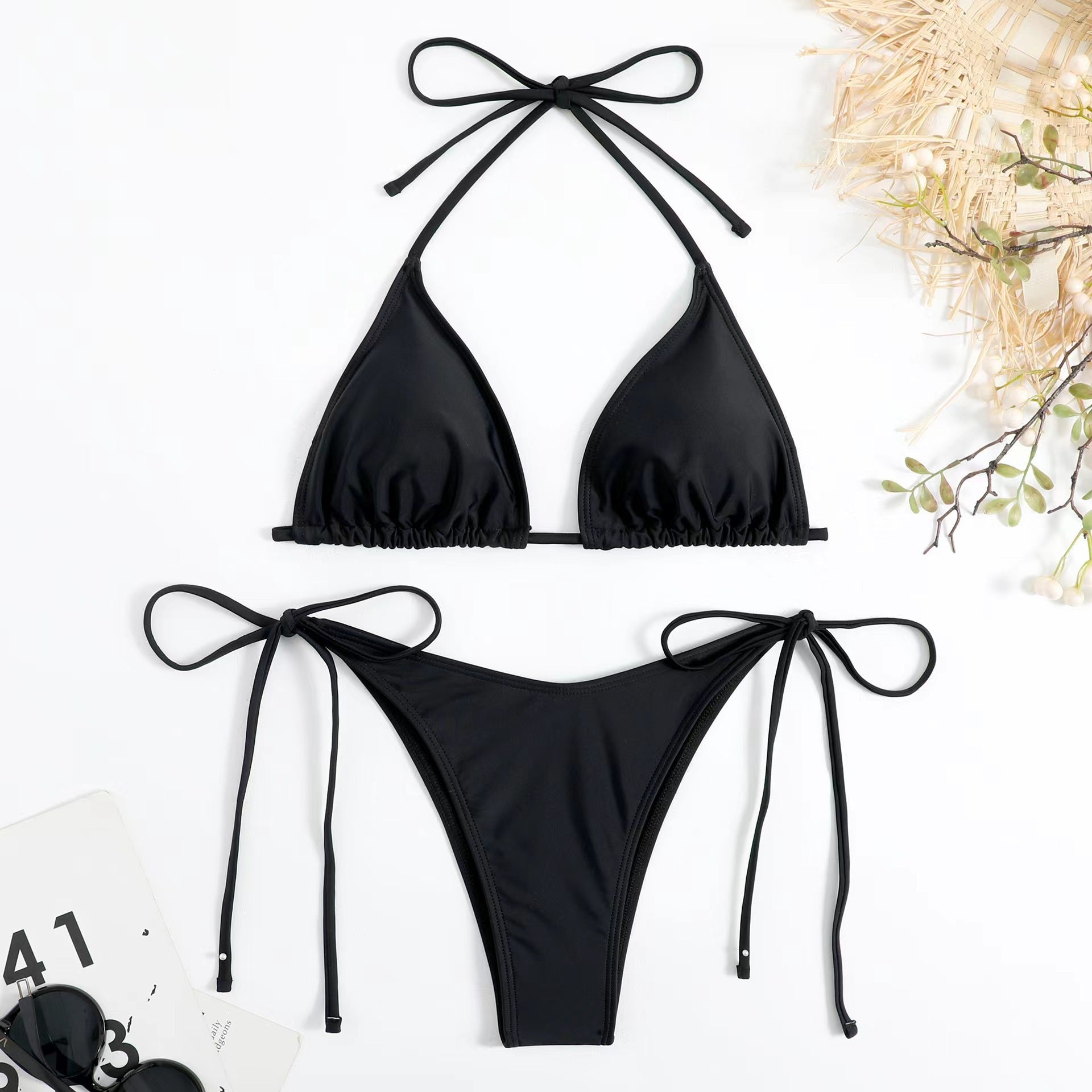 Swimwear Women Bandage Women Triangle Bathing Suits 2 Pieces Bikini Bowknot Swimsuit Bikini Set Swimwear Bikini Sets Bikinis Bathing Suit Push Up Swimsuit Summer Beachwear
