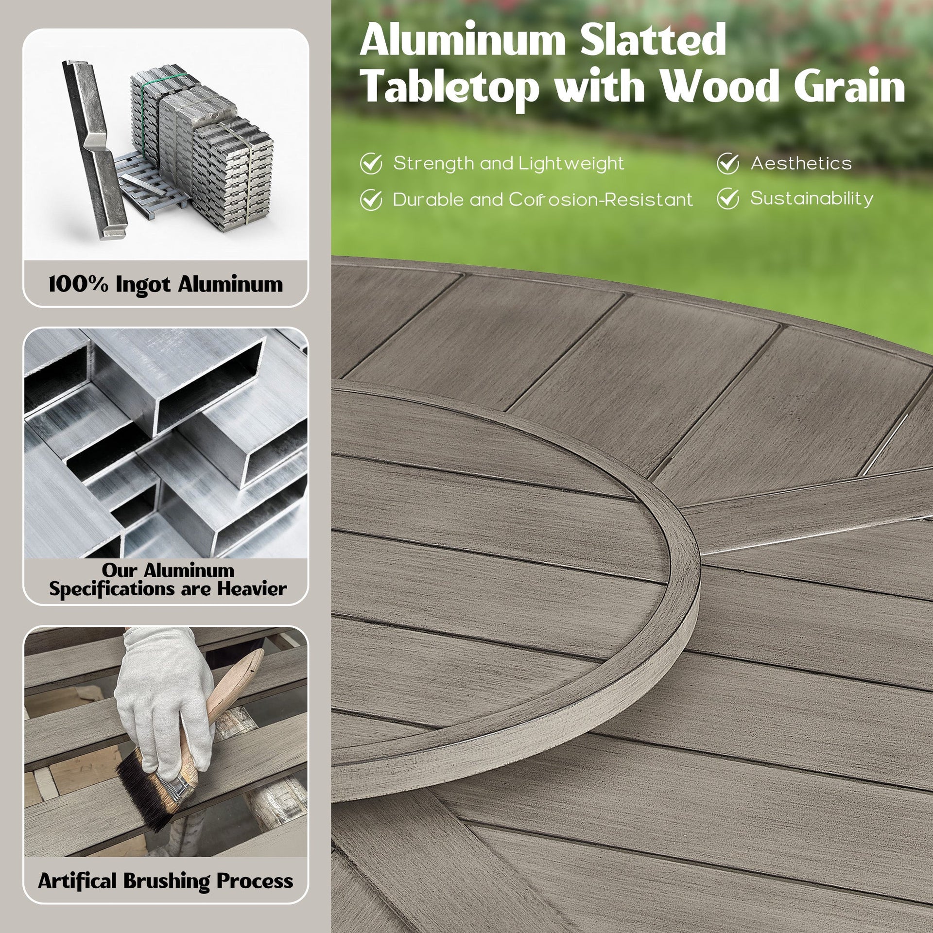 PEAKHOME Azur Patio Aluminum Round 60