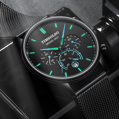 New Fashion Luminous Mens Watches Luxury Sport Quartz Mesh Strap Elegant  Waterproof Wristwatch For Men
