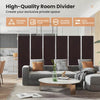 6-Panel Room Divider Folding Privacy Screen-Brown - Brown