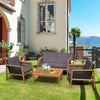 4 Pieces Patio Rattan Furniture Set with Removable Cushions-Gray
