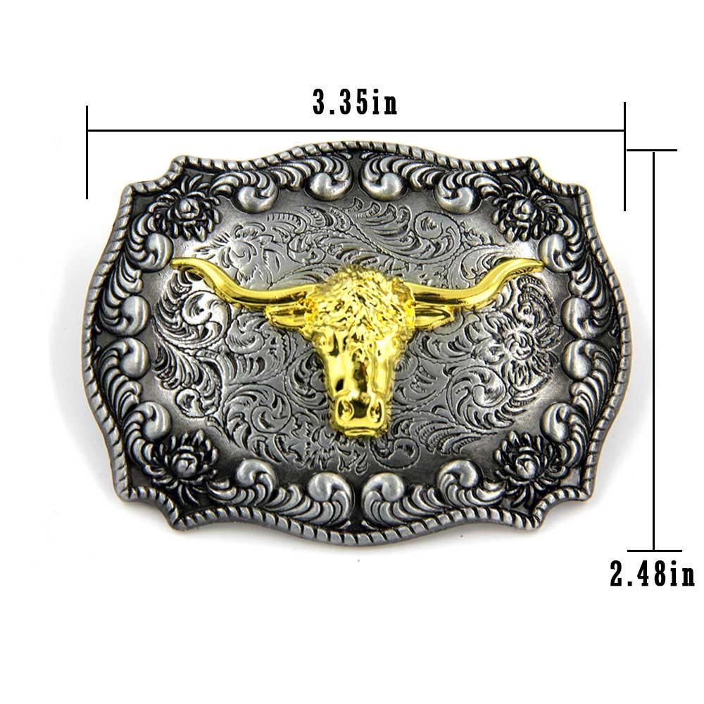 TOPACC Texas Longhorn Bull Buckle Bronze/Two Tone - Gifts for You 'n Me