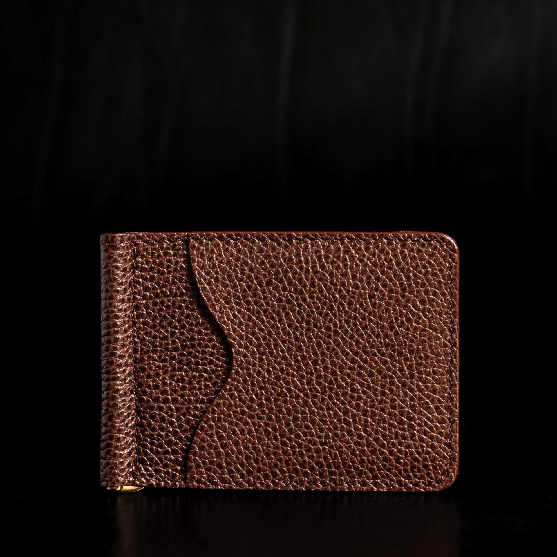 The Pinnacle Wallet - Cognac Slim Money Clip Pebble Grain Leather Wallet