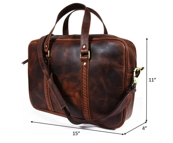 Fairfield Leather Briefcase - Walnut Brown - Gifts for You 'n Me