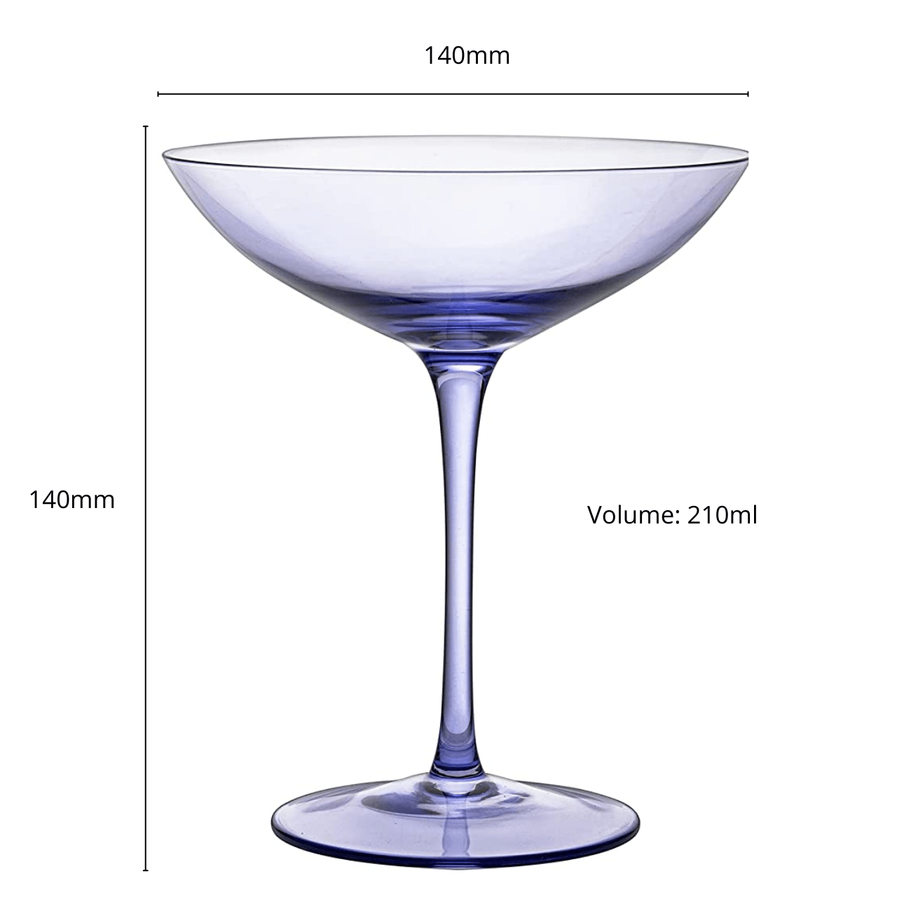 Lavender Champagne Coupes 12oz Set of 6 by The Wine Savant - Colored Champagne Glasses, Prosecco, Mimosa Glasses Set, Cocktail Glass Set, Bar Glassware Bachelorette Anniversary Gifts