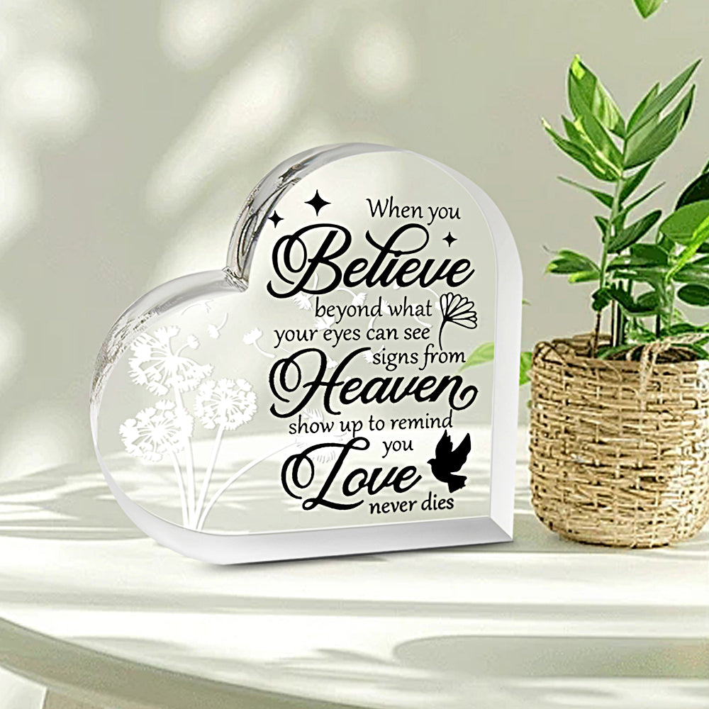 Memorial Heart With Gift Box - Acrylic Dandelion In Wind