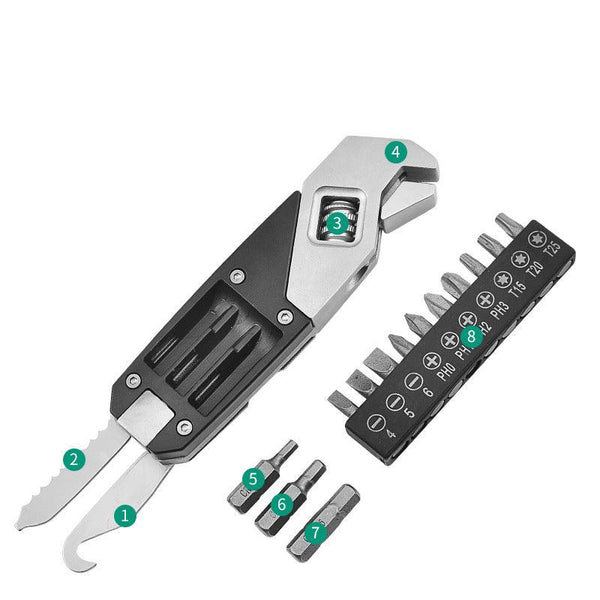 Multitool Wrench With 8 Tools/Pliers/Wire Cutter/Flat Screwdriver/Phillips Screwdriver/Portable Folding Multifunctional Adjustable Multi Purpose Stainless Steel Tool Wautton Outdoor Gear