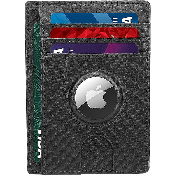 Slim Leather Carbon Style Wallet Case - Apple AirTag Zerodamage Sahara Case LLC