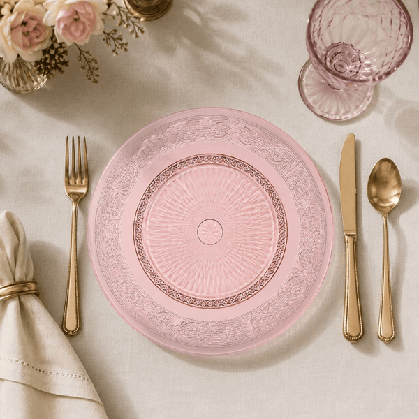 Blush Vintage Glass Plate, Set of 6