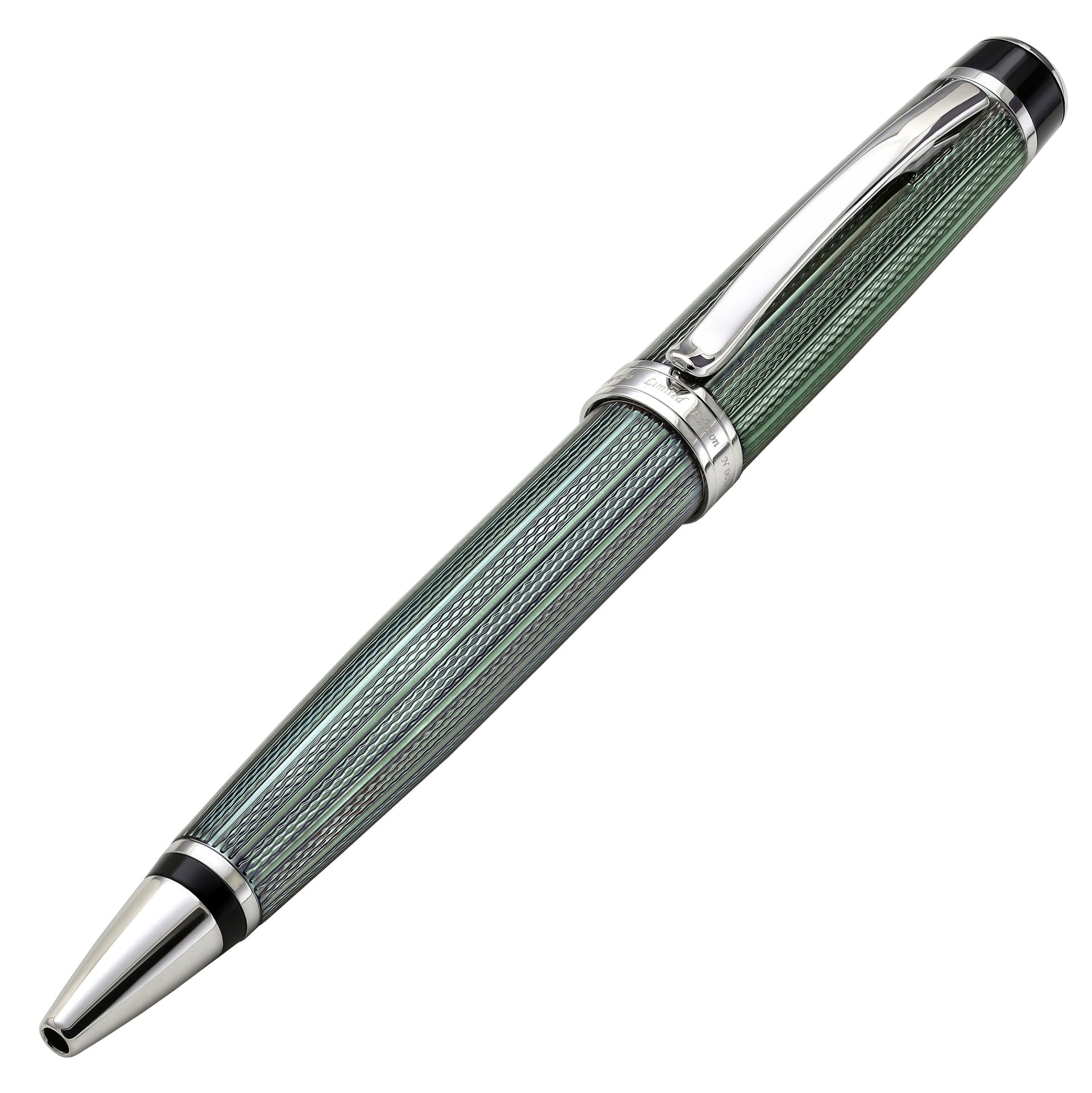 Incognito Diamond-Cut Lacquered Brass Ballpoint Pen - Zinc Green