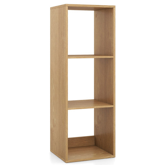 3 Cube Bookshelf with Back Guardrail for Living Room Bedroom-Natrual