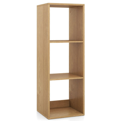 3 Cube Bookshelf with Back Guardrail for Living Room Bedroom-Natrual