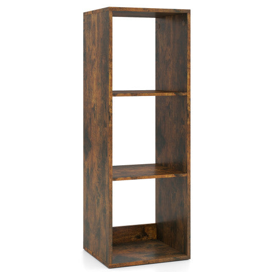 3 Cube Bookshelf with Back Guardrail for Living Room Bedroom-Brown