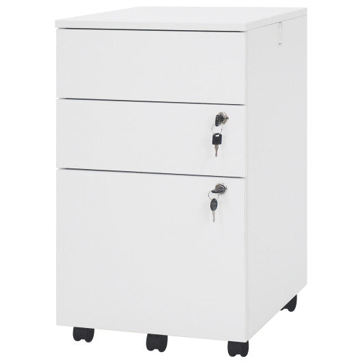 3 Drawer Filing Cabinet Locking Pedestal Desk -White