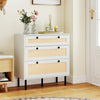 3-Drawer Rattan Nightstand Boho Chest of Drawers for Bedroom-White