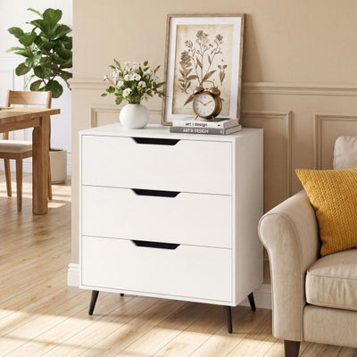 3-Drawer Rustic Farmhouse Wooden Storage Dresser-White