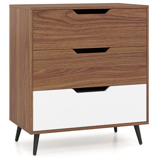 3-Drawer Rustic Farmhouse Wooden Storage Dresser-Walnut
