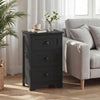 3 Drawers End Storage Wood Side Nightstand-Black