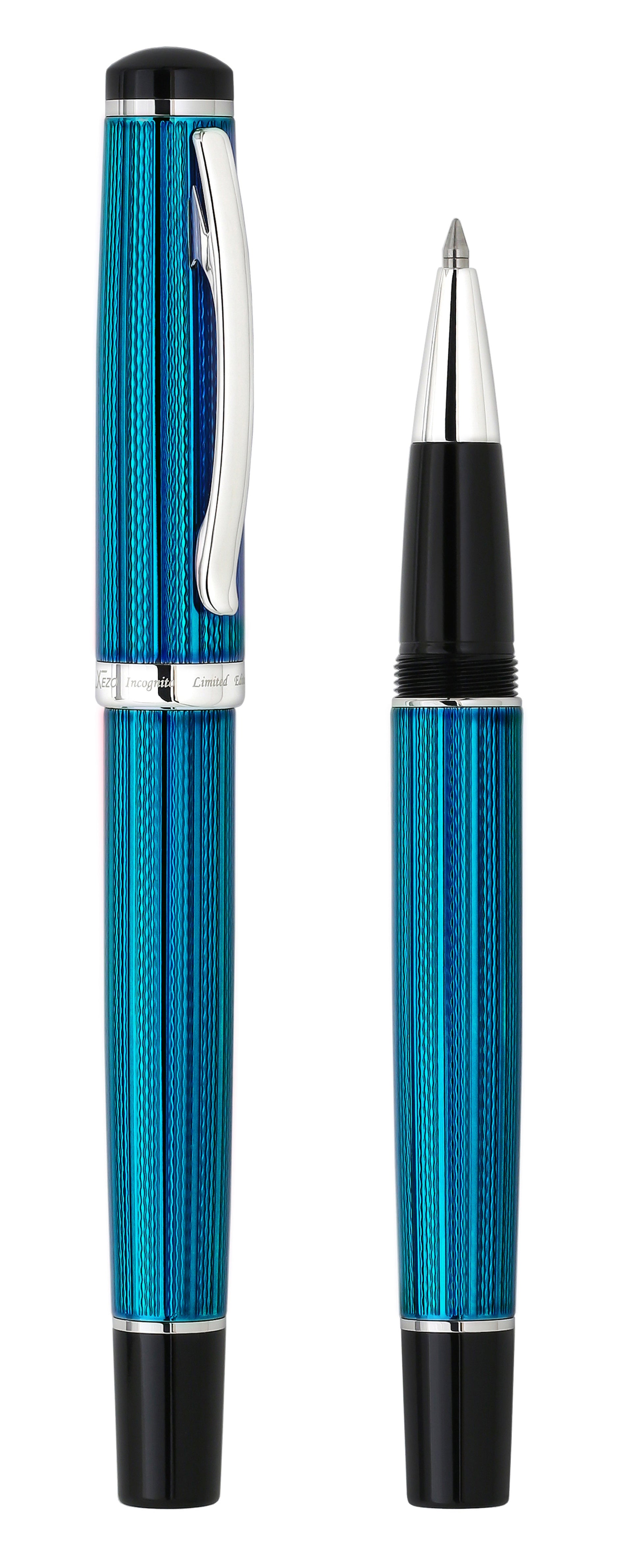 Incognito Diamond-Cut Lacquered Brass Rollerball Pen - Deep Blue