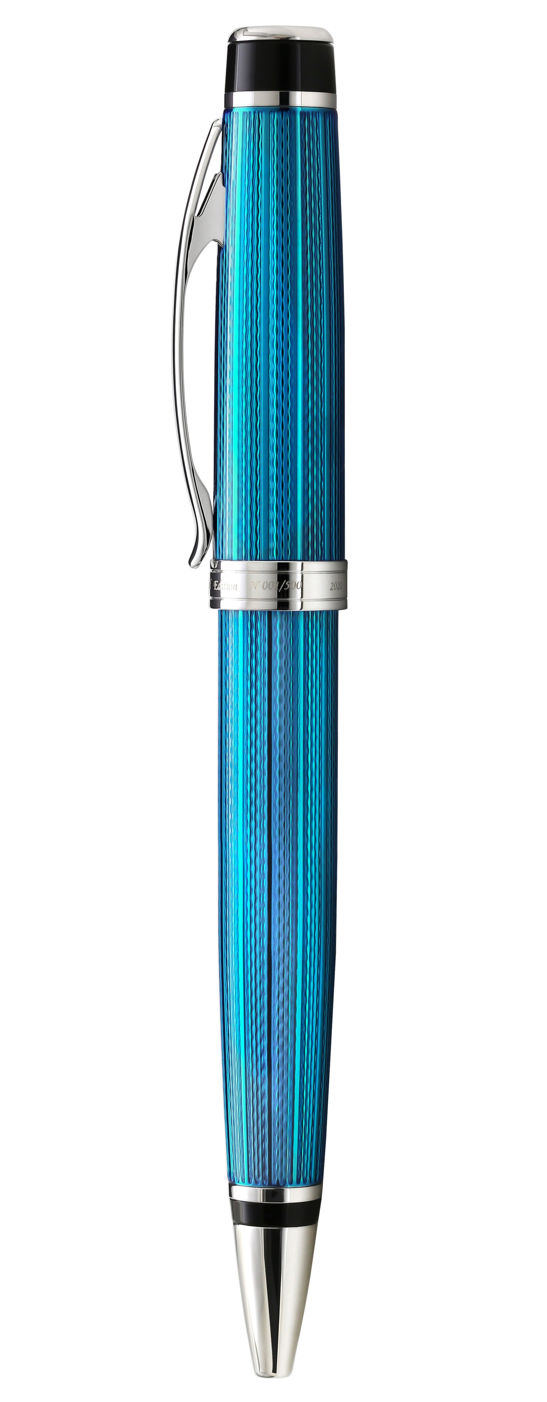 Incognito Diamond-Cut Lacquered Brass Ballpoint Pen - Deep Blue