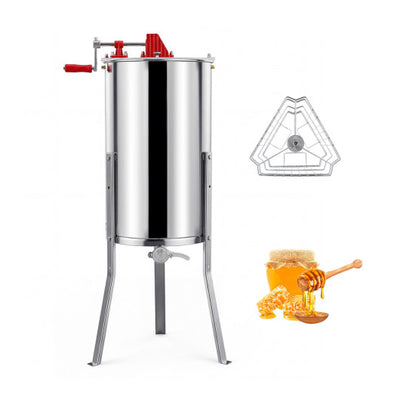3 Frame Manual Honey Extractor with Bottom Gravity Flow Gate and Clear Lid for Home Apiary