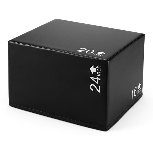 3 In 1 Foam Plyometric Box with 3 Heights and Easy-to-Clean PU Cover-24 Inches