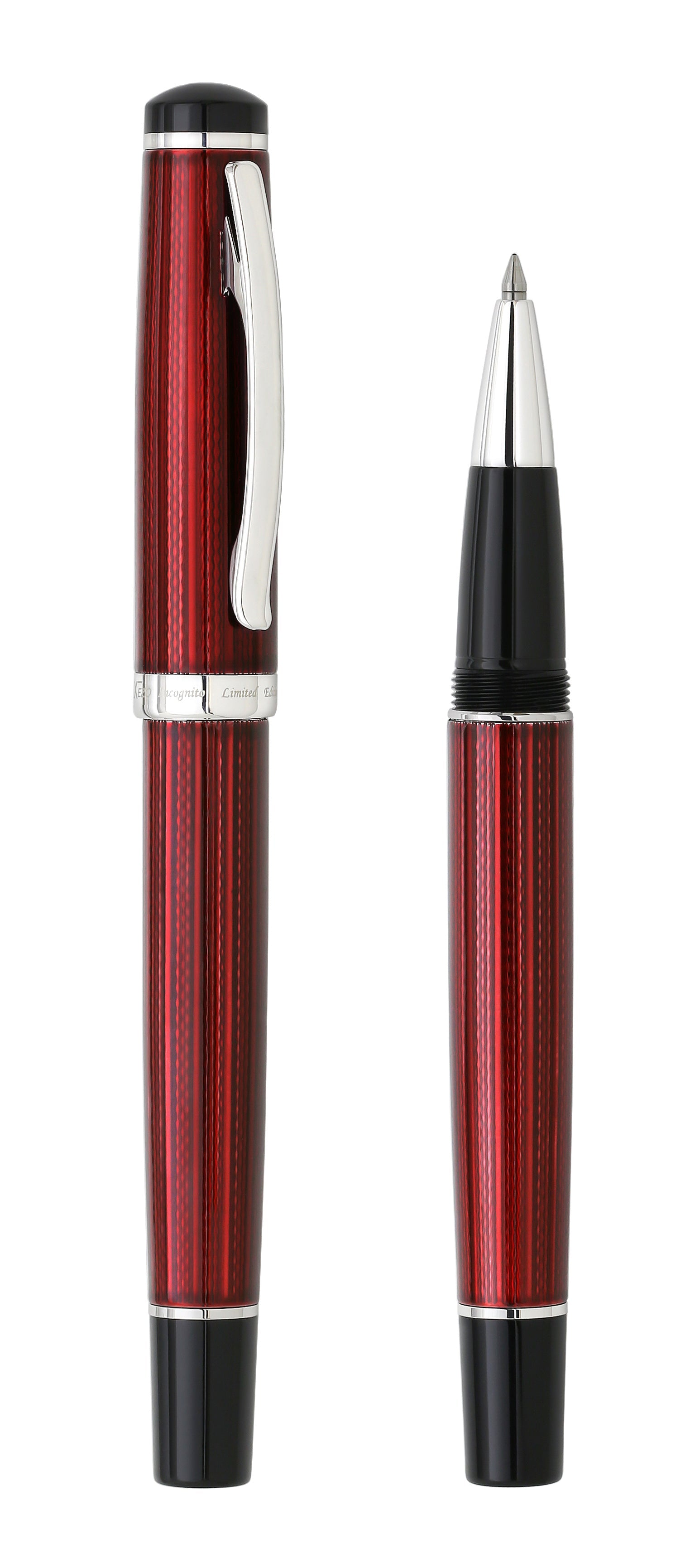 Incognito Diamond-Cut Lacquered Brass Rollerball Pen - Burgundy Red