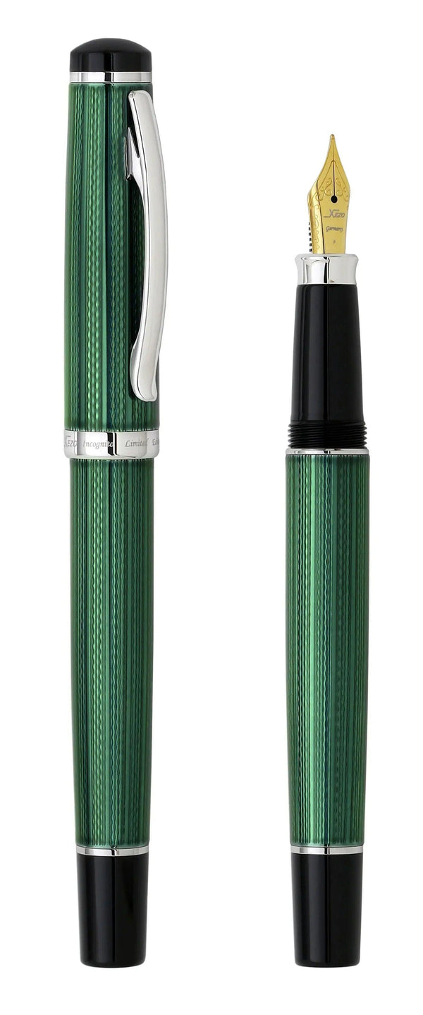 Incognito Diamond-Cut Lacquered Brass Fountain Pen (Fine Nib) - Forest Green - Gifts for You 'n Me