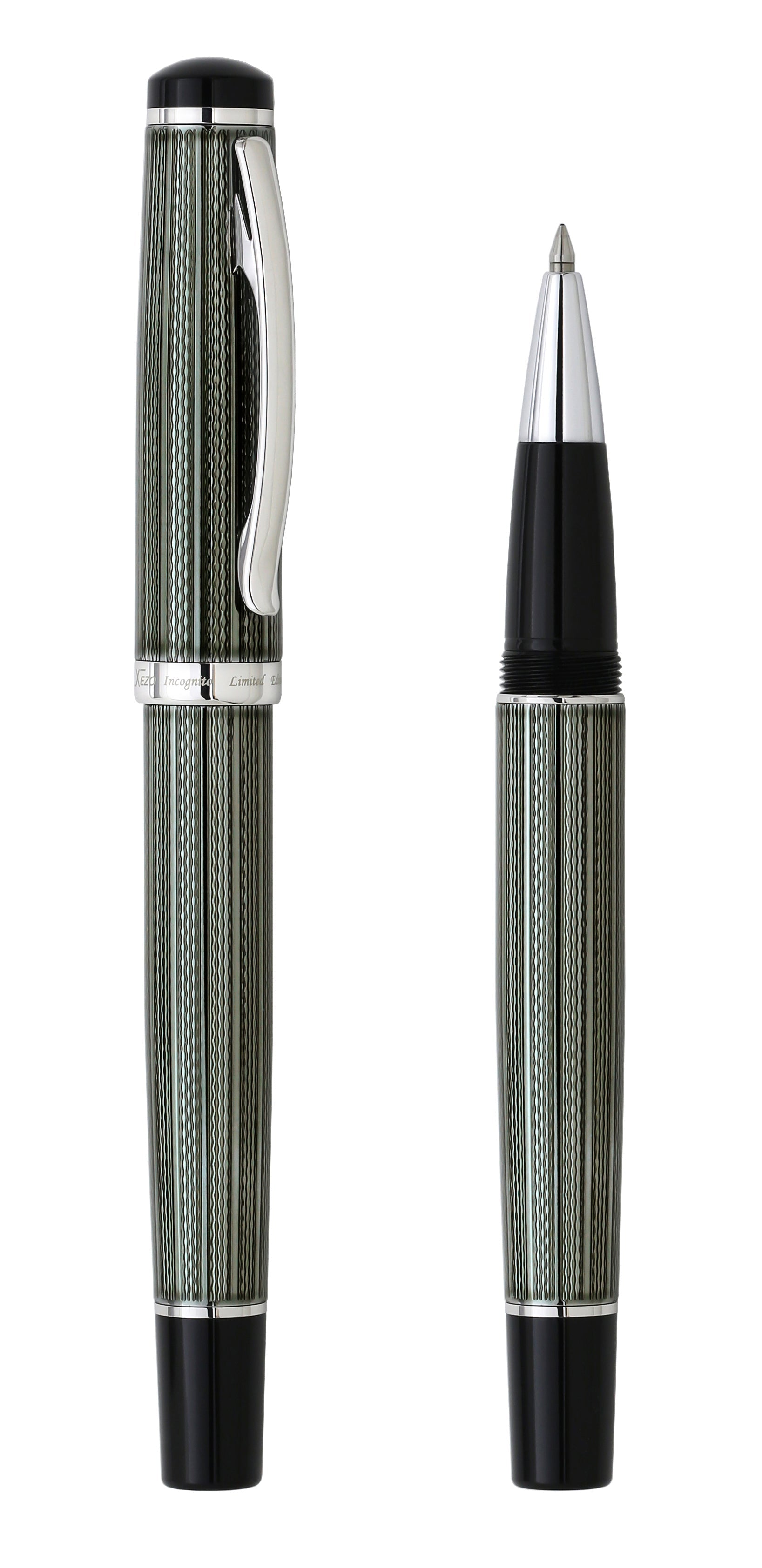 Incognito Diamond-Cut Lacquered Brass Rollerball Pen - Zinc Green