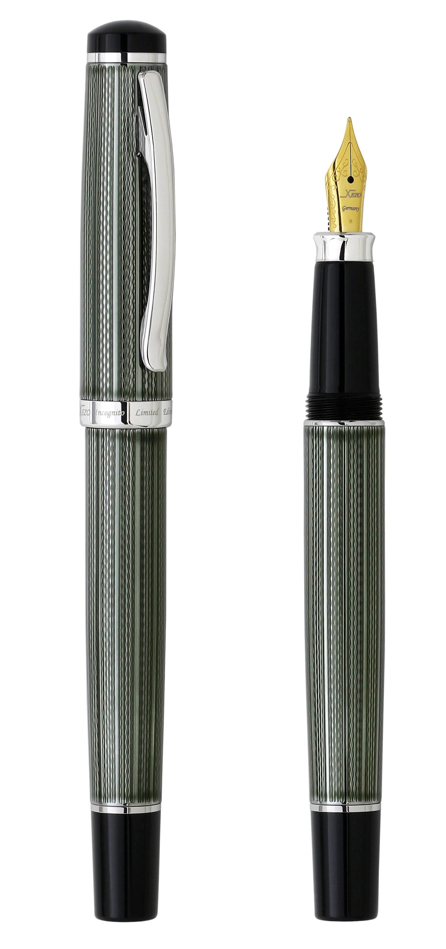 Incognito Diamond-Cut Lacquered Brass Fountain Pen (Medium Nib) - Zinc Green